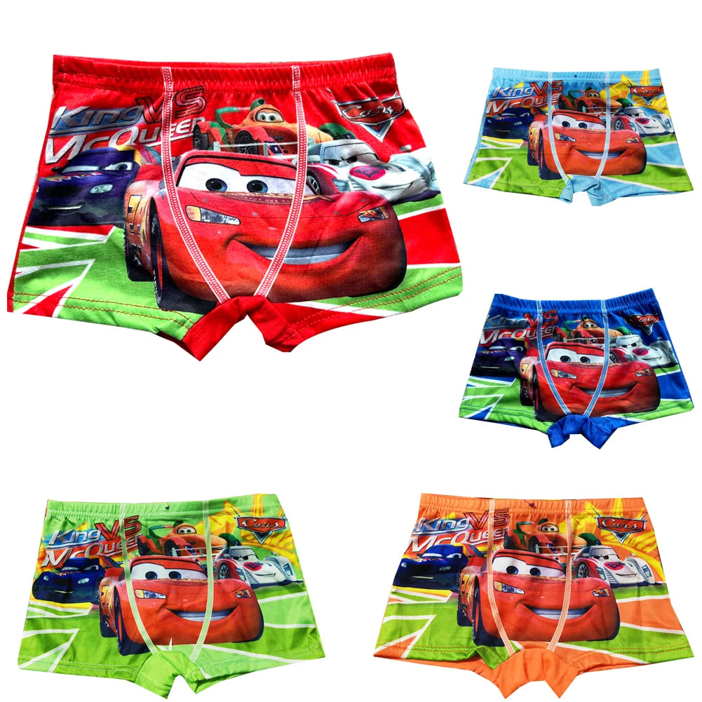 2pcs New Children's Underwear Boxers Kids Car Cartoon McQueen Boys Underwear Boxers