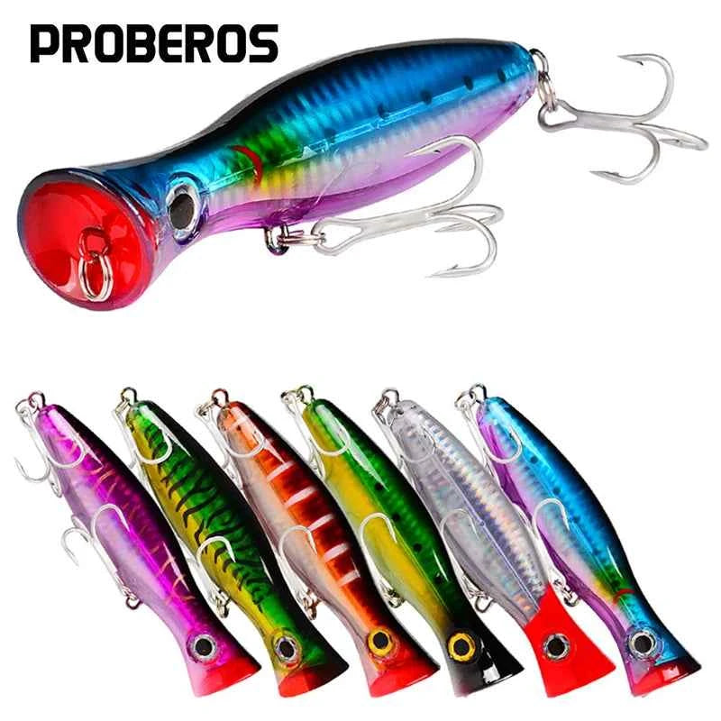 PRO BEROS Big Popper Wobbler Fishing Lure Floating Bait 43g Topwater Lure Whopper Saltwater Lures Isca Artificial Pike Tackle