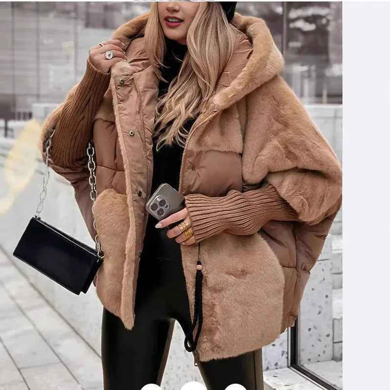New Cappotto Donna Bovenkleding Winter Warm Cotton Jacket Women Versatile Hooded Plush Button Single Breasted Solid Color Jacket