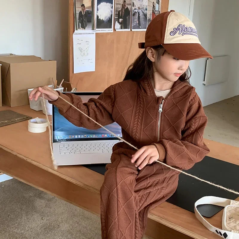 Children's Clothing Sets Long Sleeved Hooded Top + Flared Pants 2pcs Girl Clothes Kids Boutique Clothes 2 To 8 Years