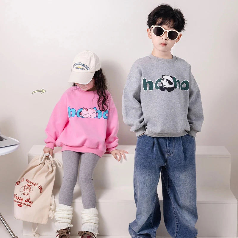 Children Sweatshirts Autumn Girls New Cartoon Printed Long Sleeved T-shirt 3-8 Years Old Boys Fashionable Loose Top