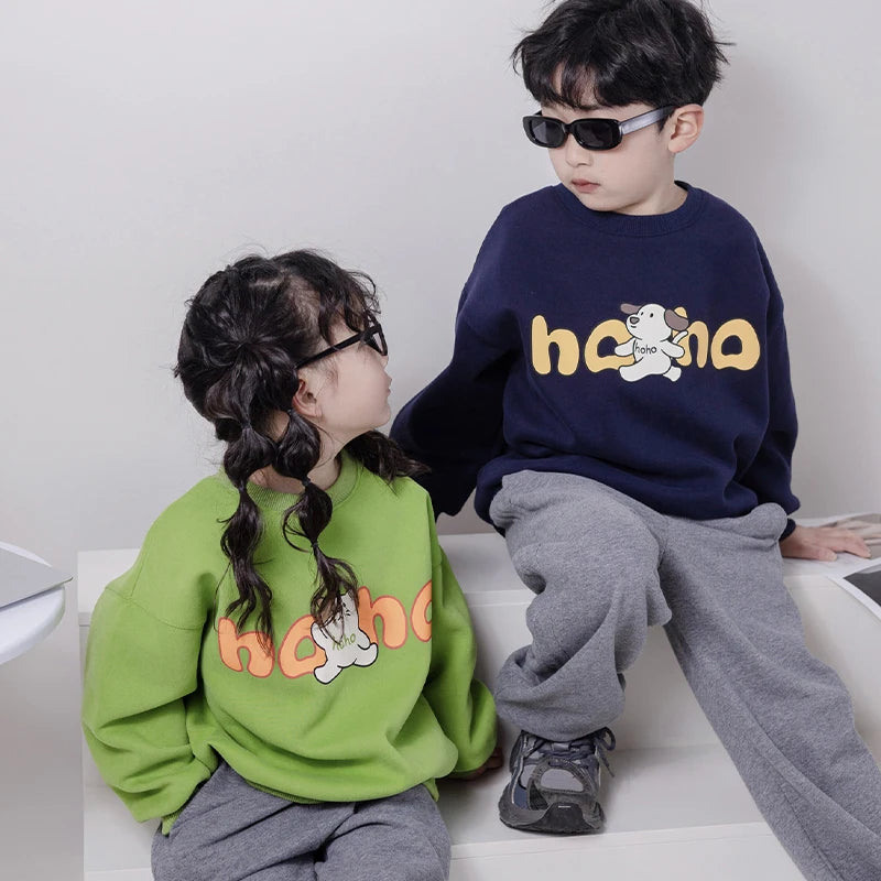 Children Sweatshirts Autumn Girls New Cartoon Printed Long Sleeved T-shirt 3-8 Years Old Boys Fashionable Loose Top