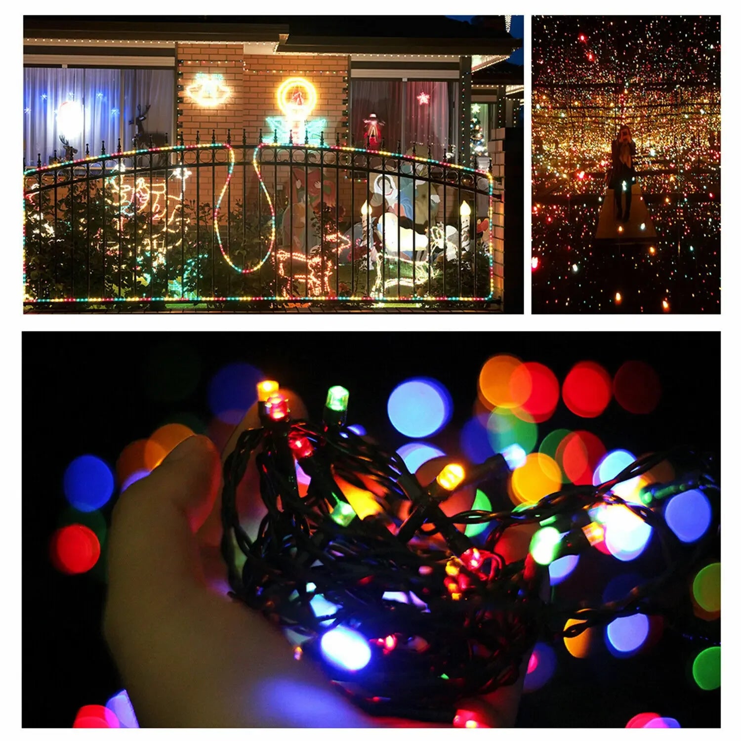 LED Solar String Lights 30/100/300LED 8 Modes Solar Powered Xmas Outdoor Lights Waterproof Starry Christmas Fairy Lights