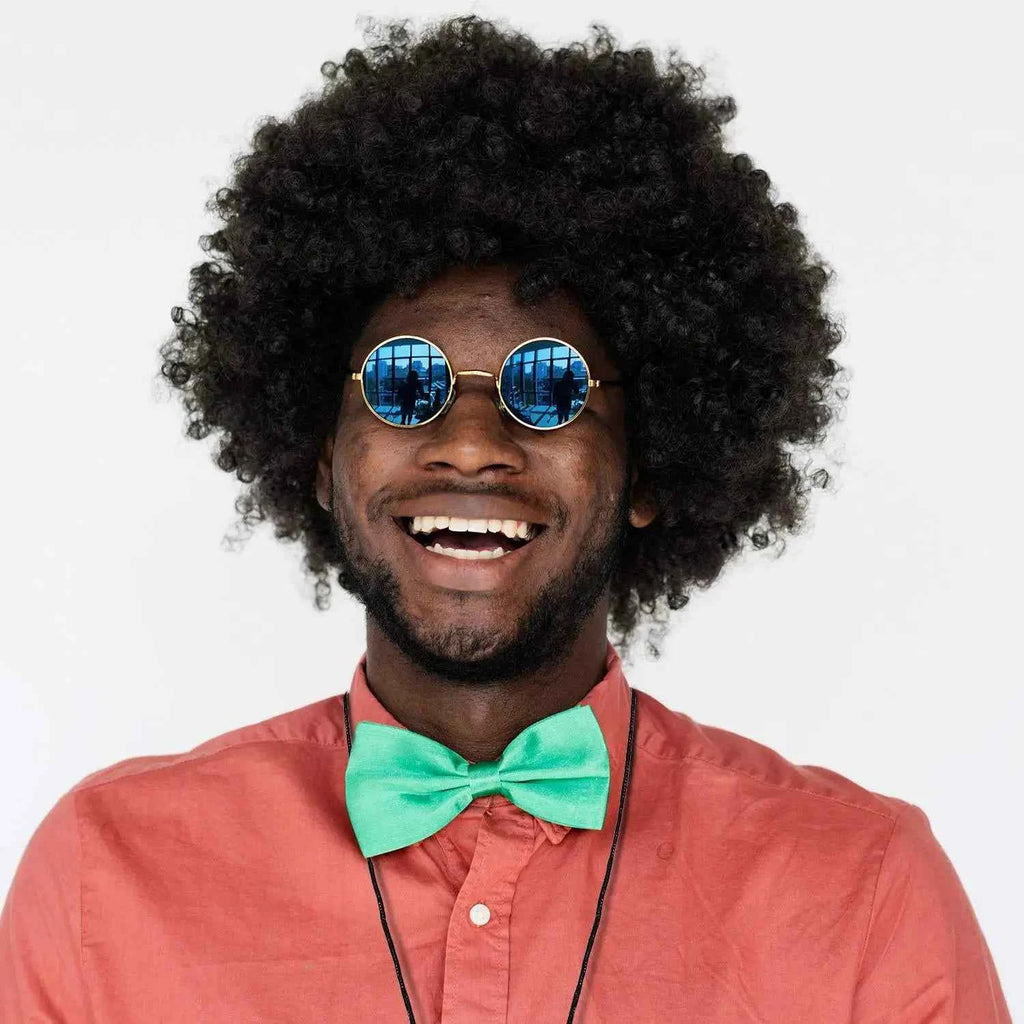 African Men's Synthetic Wig 3/4-Piece Set Afro Kinky Curly Wig Glasses Necklace Beard 70s 80s Disco Theme Party Costume Wig