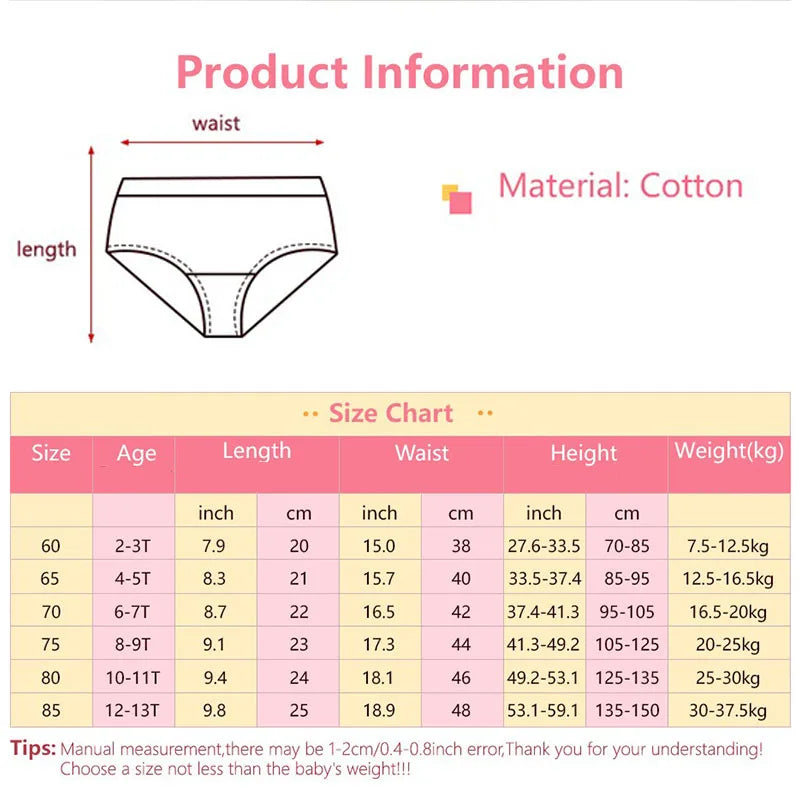 5/10 Pieces Comfy Children's Girls Panties Cotton Soft Pretty Cartoon Rainbow Child Underwear for Girls Kids Briefs Breathable