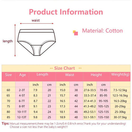 5/10 Pieces Comfy Children's Girls Panties Cotton Soft Pretty Cartoon Rainbow Child Underwear for Girls Kids Briefs Breathable