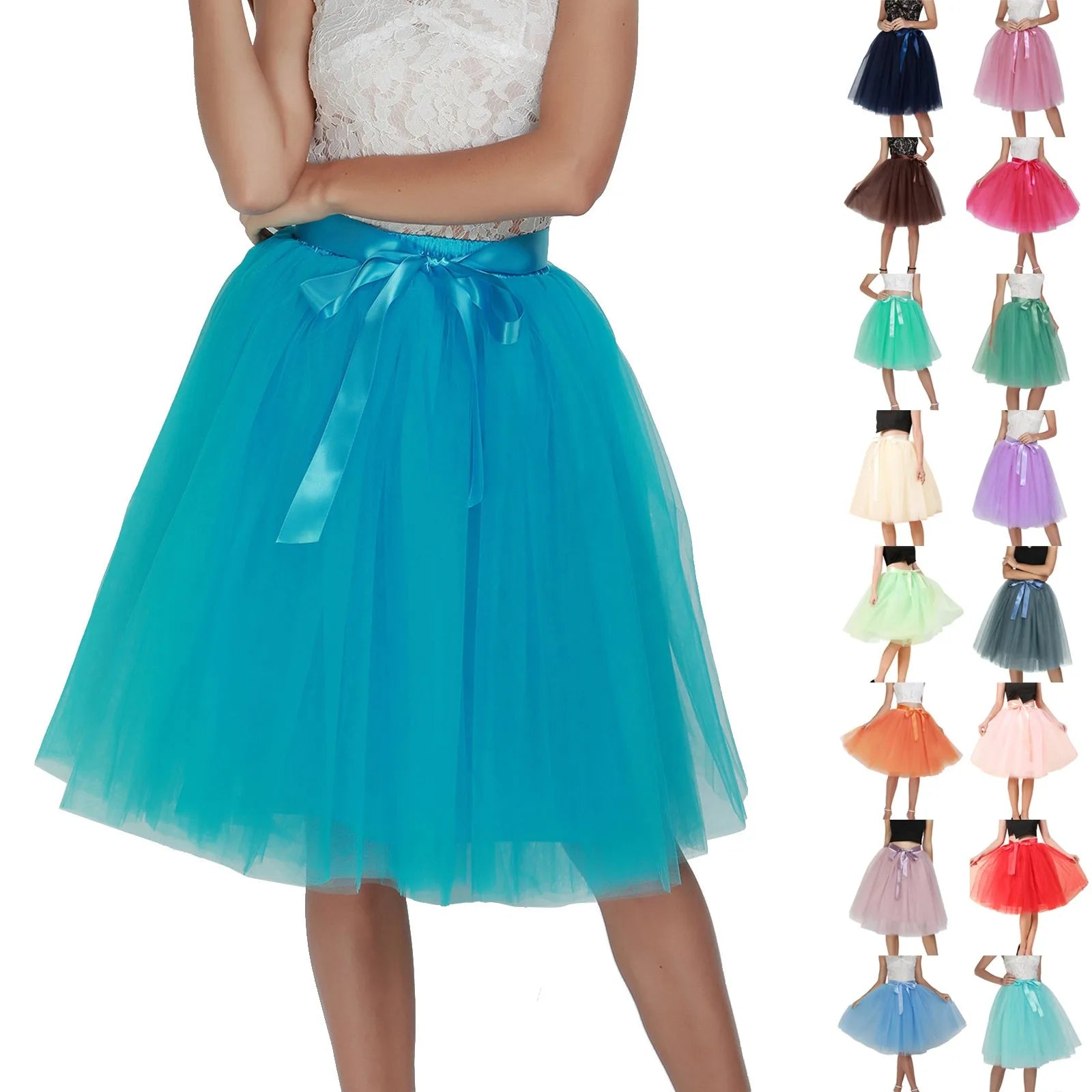 Skirts Pants Carnevale New Women Tulle Skirts Knee Length Long Adult Tutu Layered Short Prom Party Midi Skirt Made by Skirt