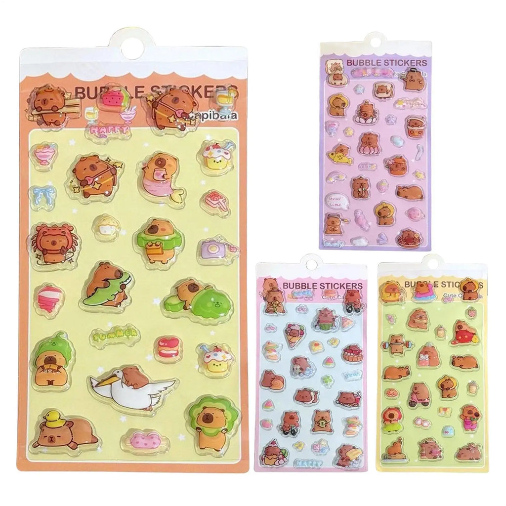 Kids Stickers Cartoon Capybara Adhesive Decals 3D Cartoon Puff Stickers for Laptops Phone Case Party Birthday Classroom Activity