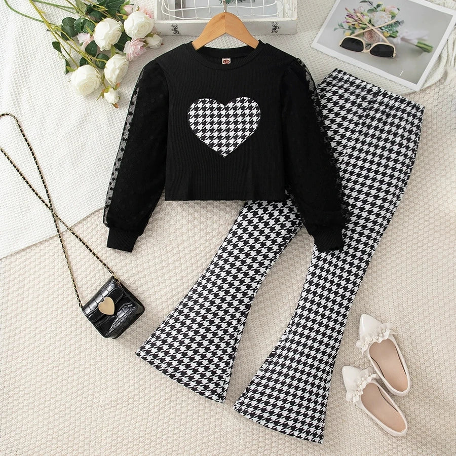 Set Bambina 2 Pezzi - Camicia Maniche Lunghe e Pantaloni Primavera Autunno