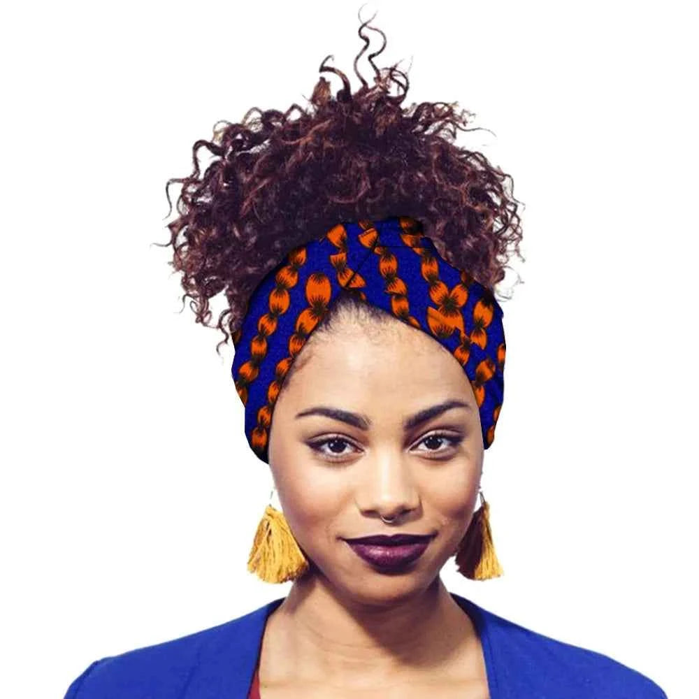 African Print Headbands For Women Designer Bandage With Tassel Earrings Dangle Cotton Wax Hair Bandanas For Women Headband Set