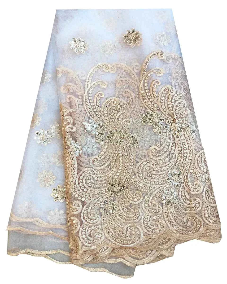 5yards/lot 2025 High Quality Nigerian French Lace African Lace Fabric for Party Dress Peach Africa Lace Fabric ALC