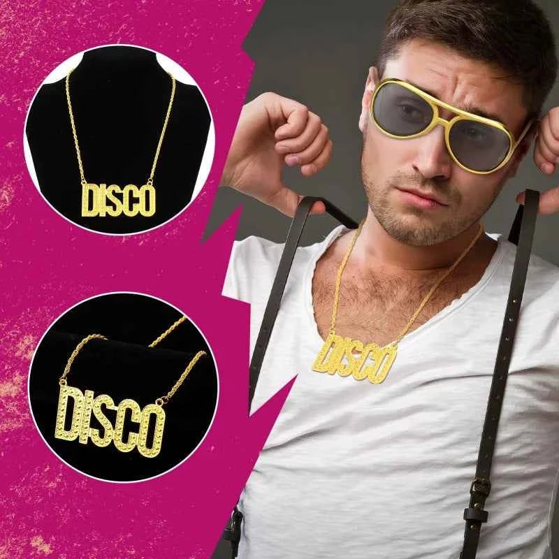 African Men's Synthetic Wig 3/4-Piece Set Afro Kinky Curly Wig Glasses Necklace Beard 70s 80s Disco Theme Party Costume Wig