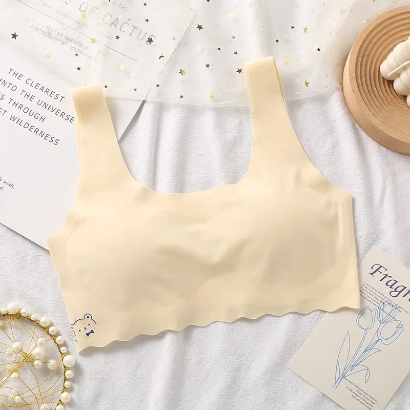 2024 Summer New Girl Development Period Seamless Children's Tube  Underwear  Vest White/Pink 1 PCS a Lot