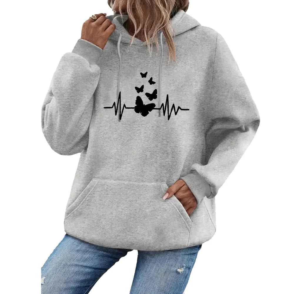 Women hooded sweatshirt for autumn and winter warm and windproof comfortable long sleeved top jogging hooded sweatshirt