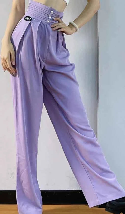 New Latin Dance Pants For Women Modern Dance Pants Button Trousers Chacha Rumba Tango Dress Latin Performance Clothes DN14203