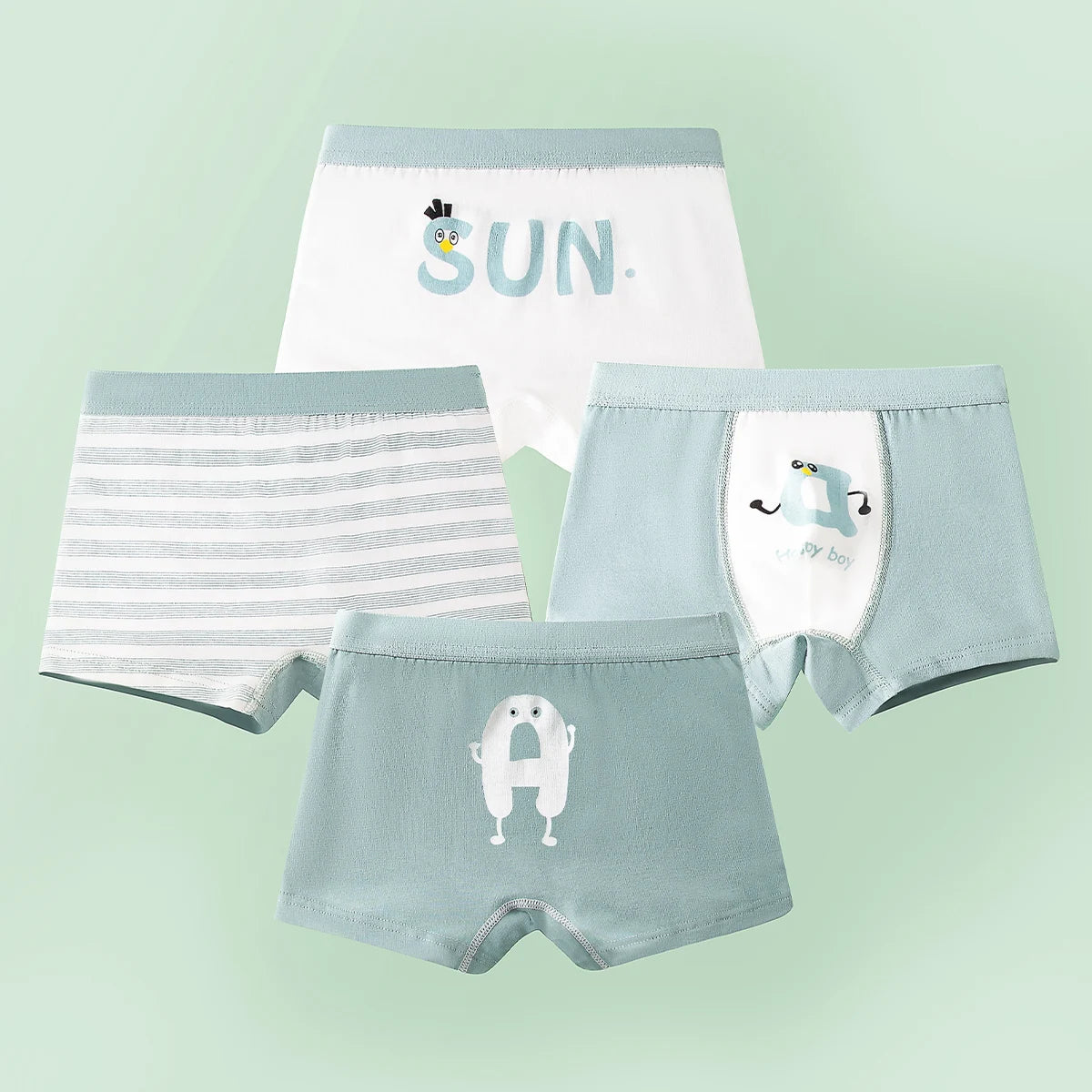 Kids Boxer Underwear Cotton Cute Cartoon Vehicle Children Shorts Panda Simple Pattern Underpants Soft Boy Panties 3-12 Years Old