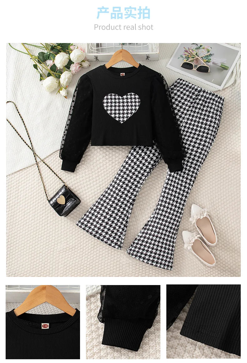 Set Bambina 2 Pezzi - Camicia Maniche Lunghe e Pantaloni Primavera Autunno
