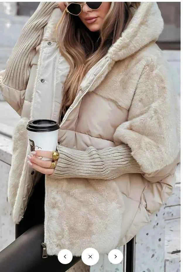 New Cappotto Donna Bovenkleding Winter Warm Cotton Jacket Women Versatile Hooded Plush Button Single Breasted Solid Color Jacket