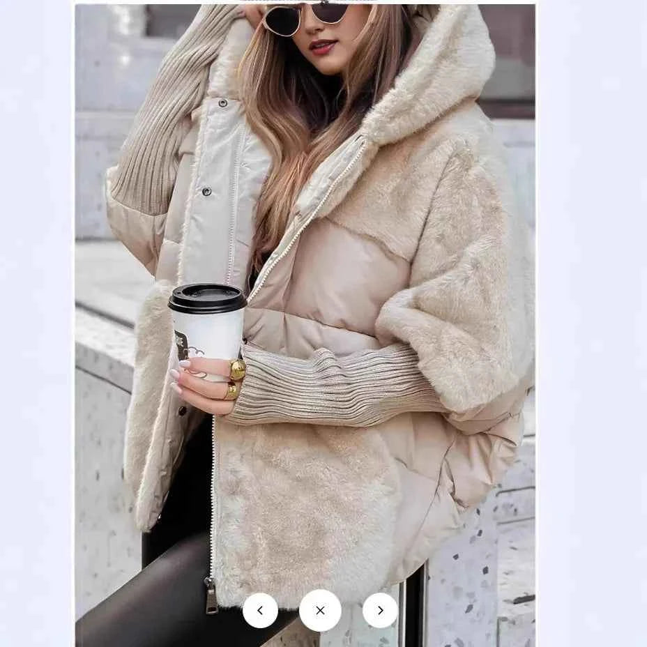 New Cappotto Donna Bovenkleding Winter Warm Cotton Jacket Women Versatile Hooded Plush Button Single Breasted Solid Color Jacket