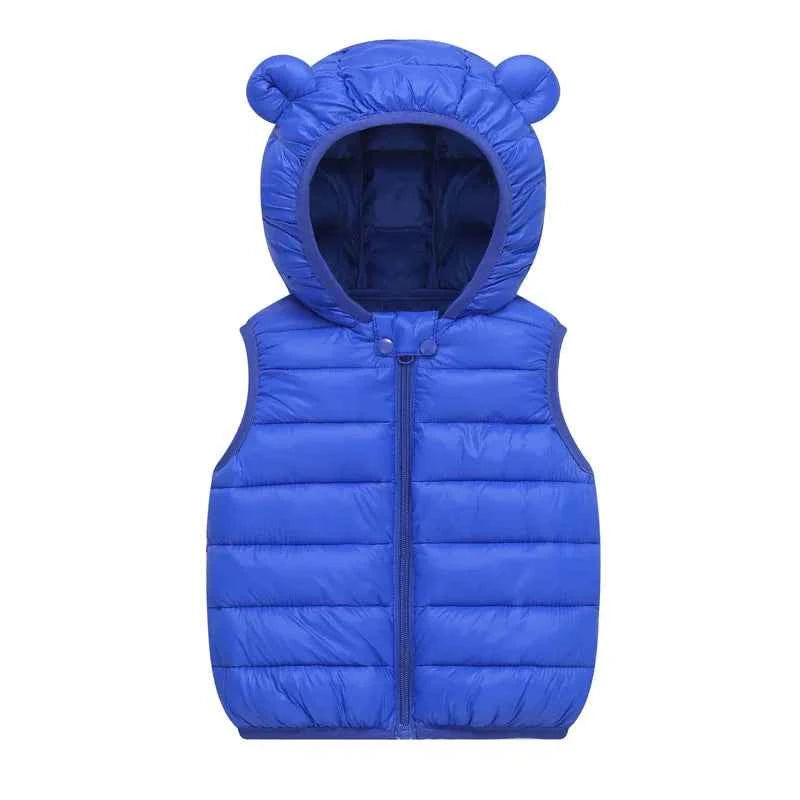 Children's clothing 2025 new animal cartoon down cotton hooded printed vest candy color light and thin coat for children