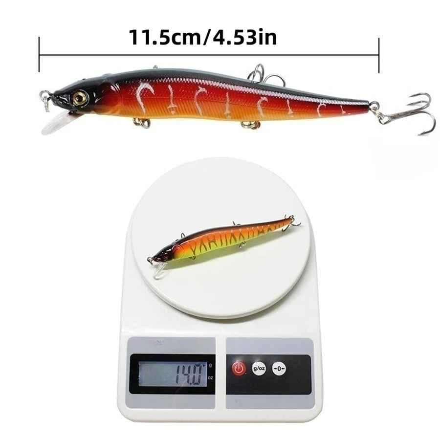 1 Pcs Fishing Lure 11.5cm/14g Minnow Crankbait Wobblers 3D Eyes Perch Artificial Bait Pike Carp Bait Swim Bait Fishing Pesca