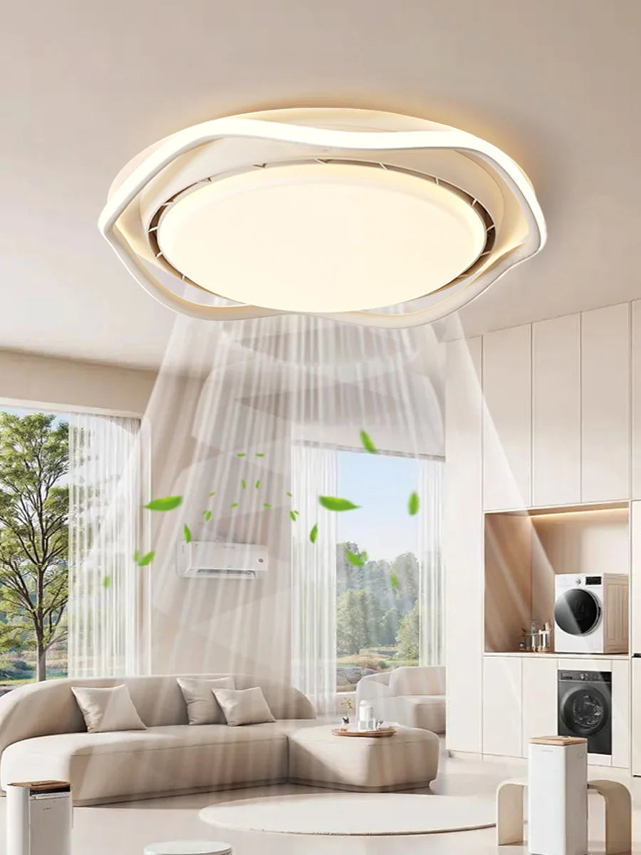 2025 New Smart Silent LED Ceiling Fan Light: Modern Minimalist Round Design, for Bedroom (Bladeless)
