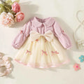 Children's Clothing Autumn New Style Girls' Dress Girls' Big Bow Children's Long Sleeved Sweet Mesh Skirt