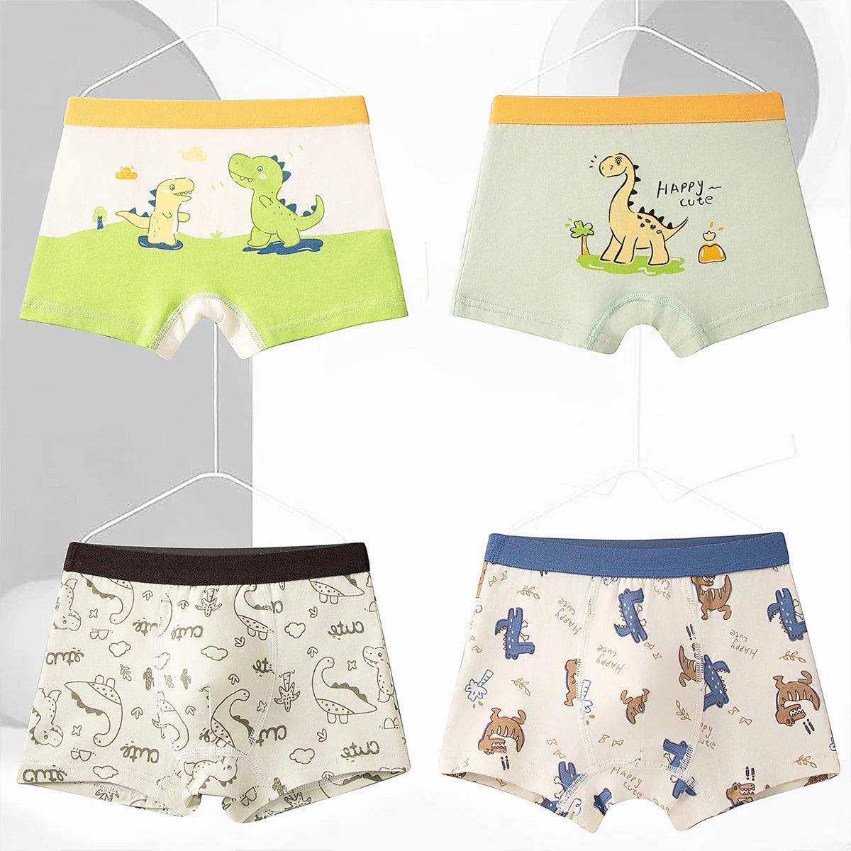 Kids Boxer Underwear Cotton Cute Cartoon Vehicle Children Shorts Panda Simple Pattern Underpants Soft Boy Panties 3-12 Years Old