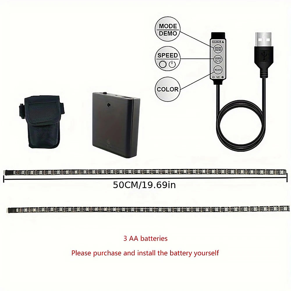 Strisce LED di Sicurezza per Scooter e Biciclette – Luci Notturne a Batteria per Visibilità e Stile