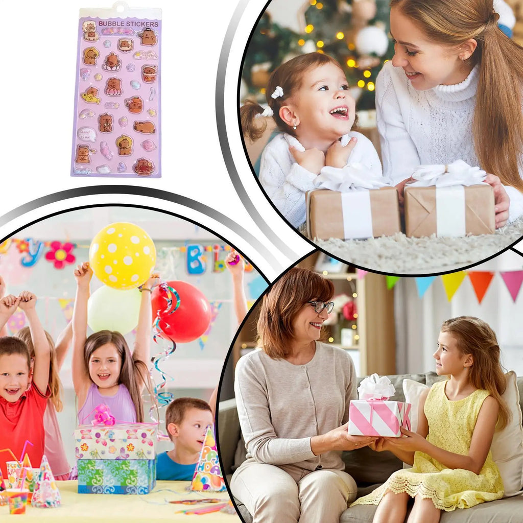 Kids Stickers Cartoon Capybara Adhesive Decals 3D Cartoon Puff Stickers for Laptops Phone Case Party Birthday Classroom Activity