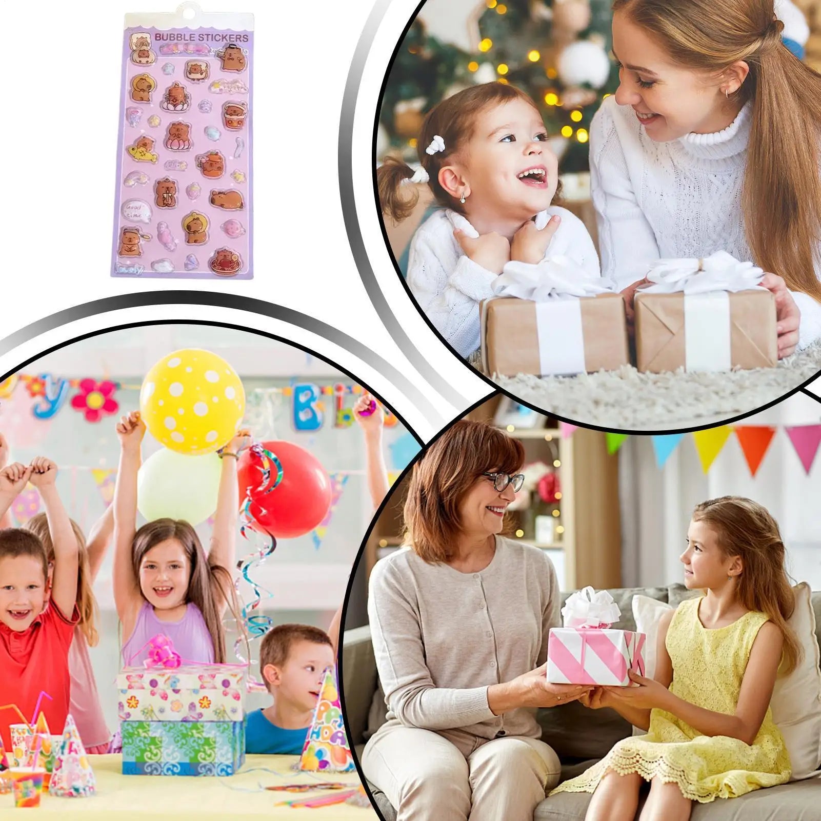 Kids Stickers Cartoon Capybara Adhesive Decals 3D Cartoon Puff Stickers for Laptops Phone Case Party Birthday Classroom Activity