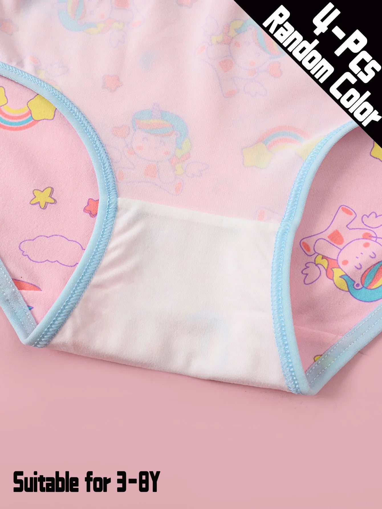 4-Pack Kids' Comfortable Breathable Skin-Friendly Cartoon Patterned Triangle Underwear for Ages 3-8