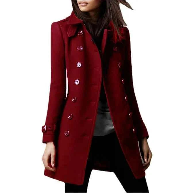 Women Autumn Winter Fashion Casual Coat Long Sleeve Trench Double Breasted Button Coat Warm Outwear abrigos de mujer