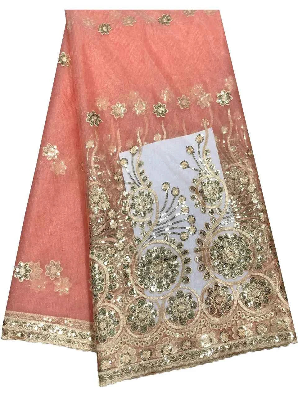 5yards/lot 2025 High Quality Nigerian French Lace African Lace Fabric for Party Dress Peach Africa Lace Fabric ALC