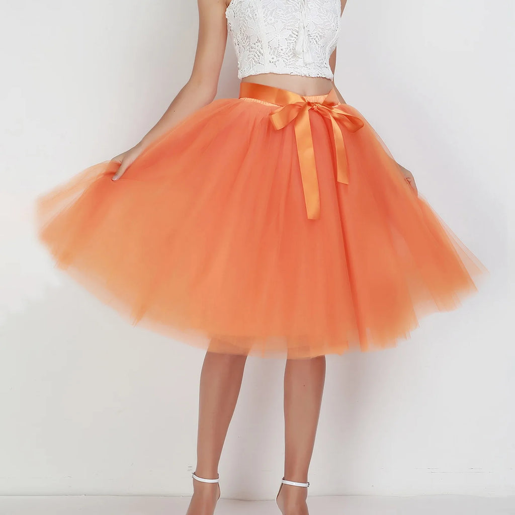 Skirts Pants Carnevale New Women Tulle Skirts Knee Length Long Adult Tutu Layered Short Prom Party Midi Skirt Made by Skirt