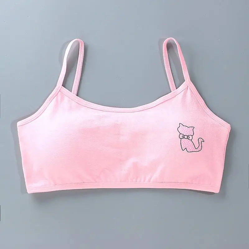 Young Children Girls Bra Cotton Underwear For Puberty Letter Girls Developmental Underwear Cross Bra Kids Vest Teenage Camisoles