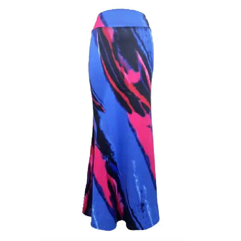 African Floral Long Skirts For Women 2025 New Summer Flower Print Women Plus Size Ladies Jupe Sexy Knit Hip Skirt Beach Saia 3XL