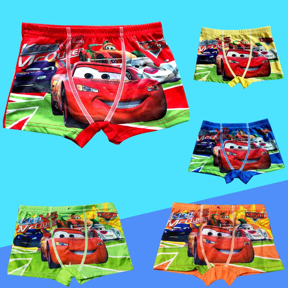2pcs New Children's Underwear Boxers Kids Car Cartoon McQueen Boys Underwear Boxers