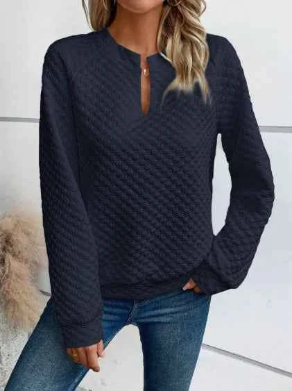 Women Sweatshirt 2025 Spring Autumn Latest Fashion Solid Color Deep V-Neck Pullover Long Sleeved Casual Hoodie Loose Sporty Top