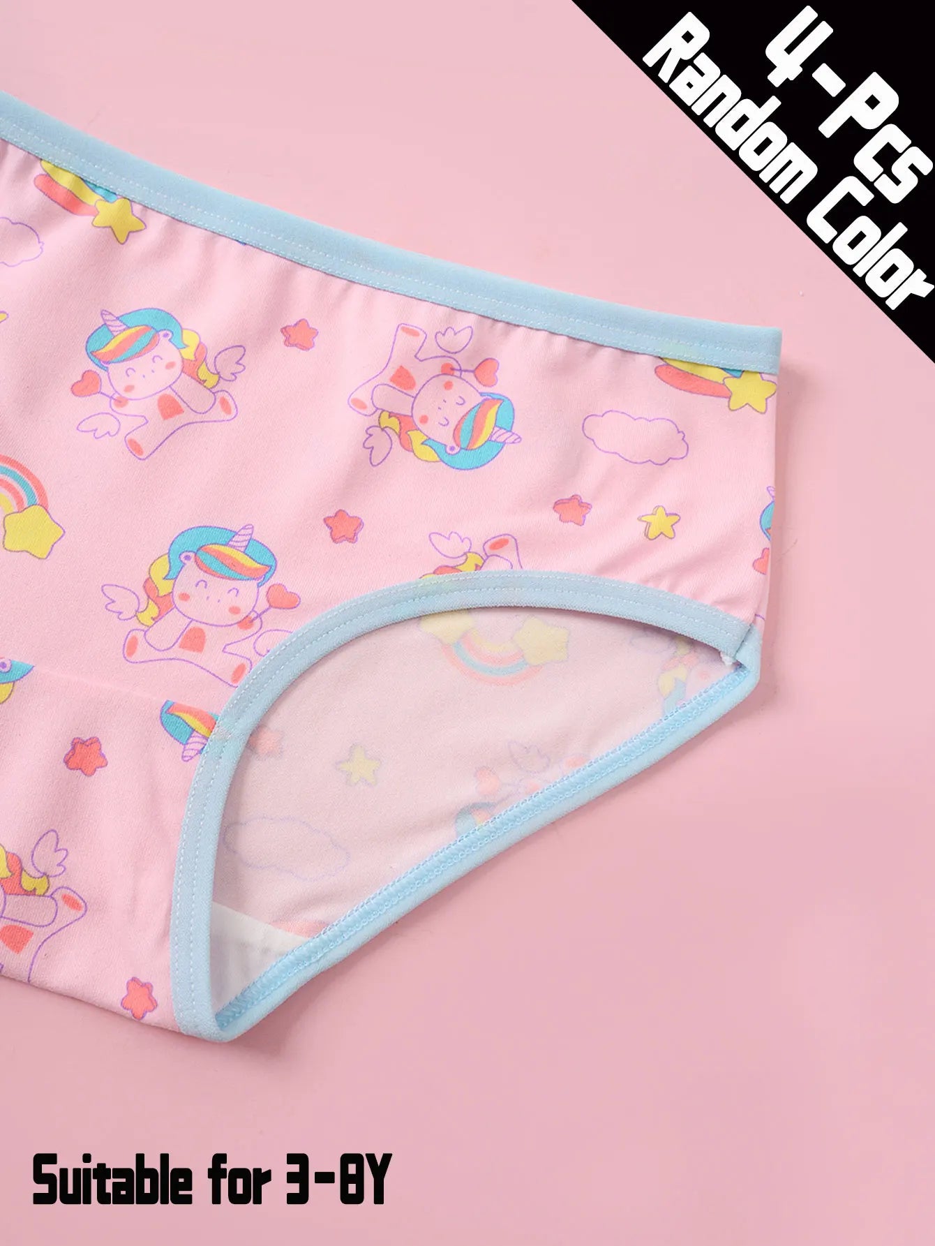 4-Pack Kids' Comfortable Breathable Skin-Friendly Cartoon Patterned Triangle Underwear for Ages 3-8
