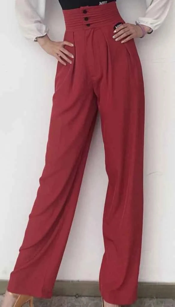 New Latin Dance Pants For Women Modern Dance Pants Button Trousers Chacha Rumba Tango Dress Latin Performance Clothes DN14203