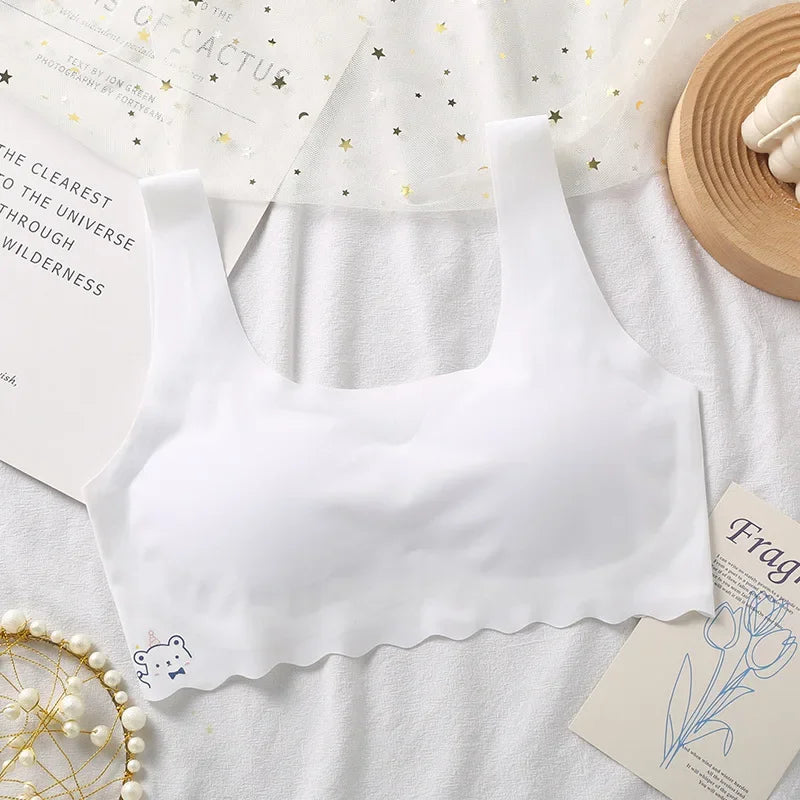 2024 Summer New Girl Development Period Seamless Children's Tube  Underwear  Vest White/Pink 1 PCS a Lot