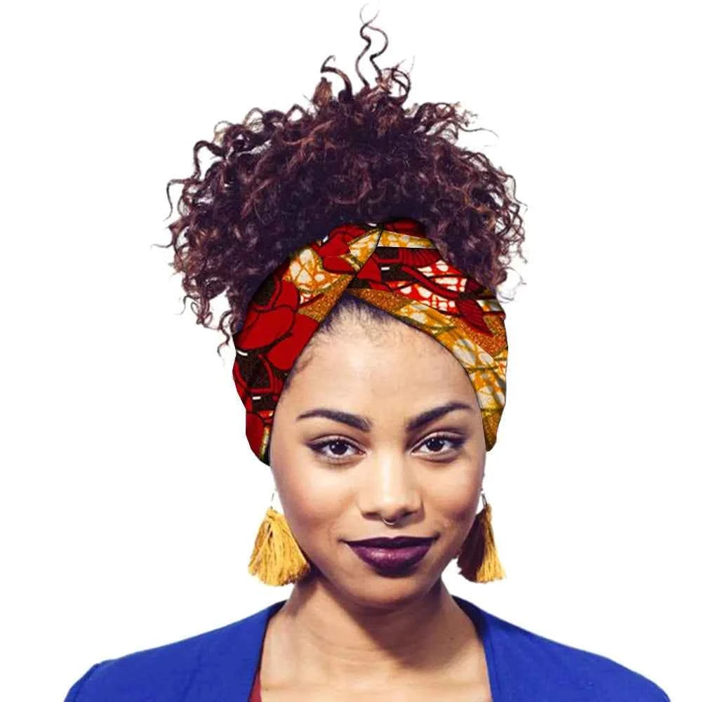 African Print Headbands For Women Designer Bandage With Tassel Earrings Dangle Cotton Wax Hair Bandanas For Women Headband Set