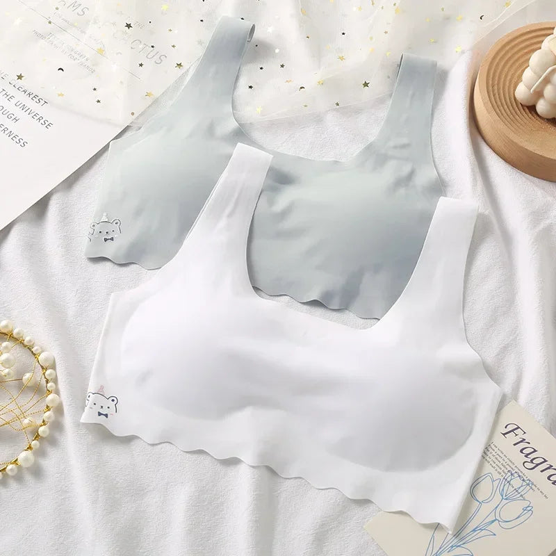 2024 Summer New Girl Development Period Seamless Children's Tube  Underwear  Vest White/Pink 1 PCS a Lot