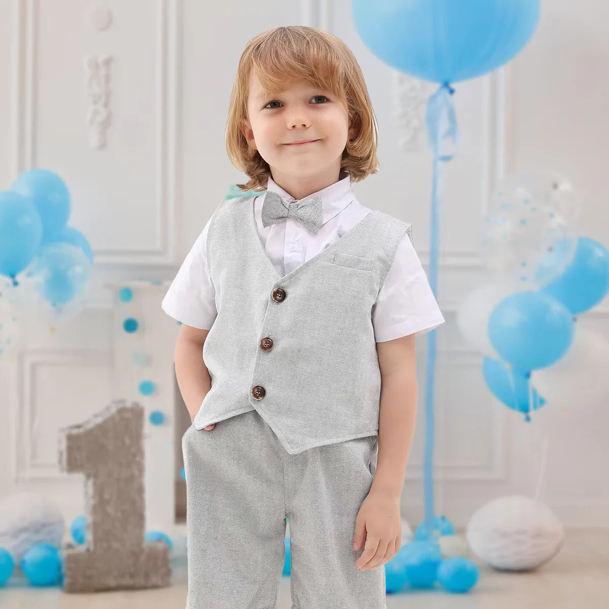 Completo Cerimonia Bambino 3 Pezzi - Abito Elegante per Matrimonio e Feste