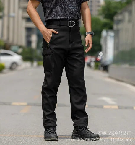 Men's Tactical Training Jacket Outdoor Camouflage Fleece Lined Soft Shell Windproof Waterproof Breathable Hiking Climbing Cam...