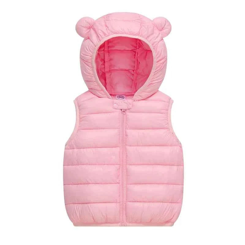 Children's clothing 2025 new animal cartoon down cotton hooded printed vest candy color light and thin coat for children