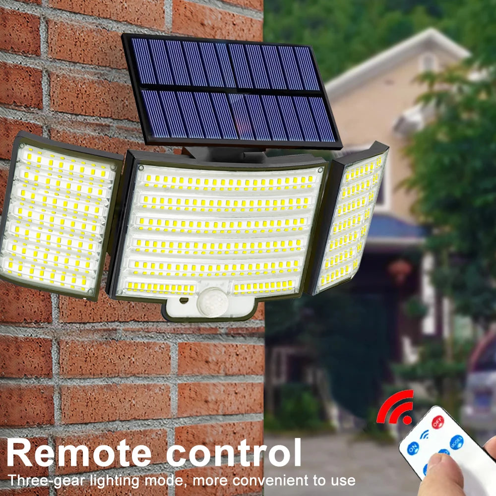 234LED Solar Outdoor Lights Motion Sensor Super Bright Solar Flood Lights Remote Wall Lights Waterproof 3 Modes Patio Garden Gar