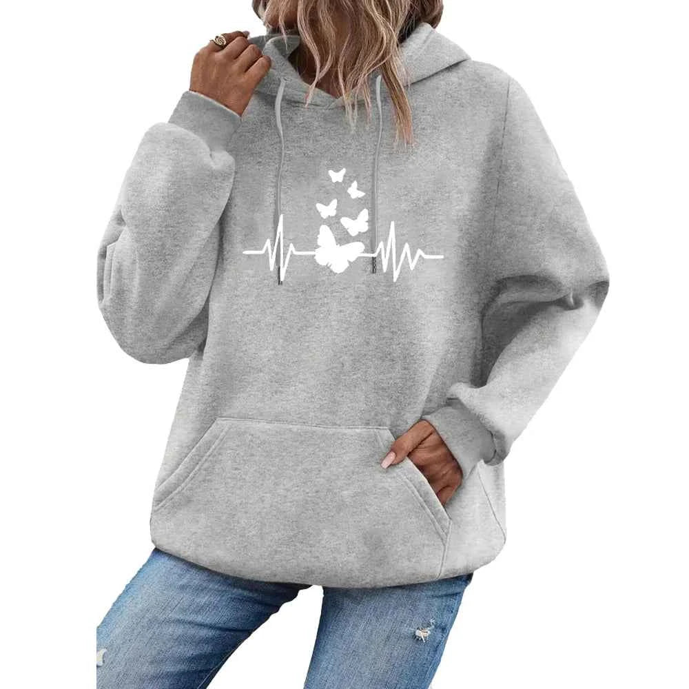 Women hooded sweatshirt for autumn and winter warm and windproof comfortable long sleeved top jogging hooded sweatshirt