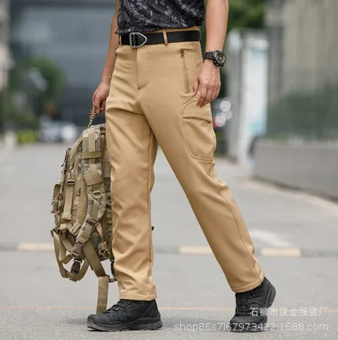 Men's Tactical Training Jacket Outdoor Camouflage Fleece Lined Soft Shell Windproof Waterproof Breathable Hiking Climbing Cam...